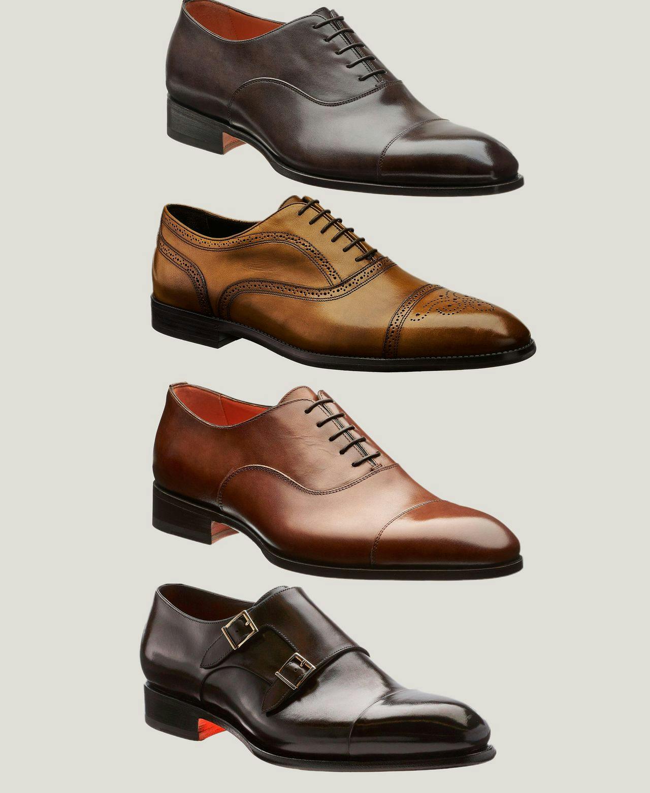 Quatre paires de chaussures sont présentées dans des couleurs différentes