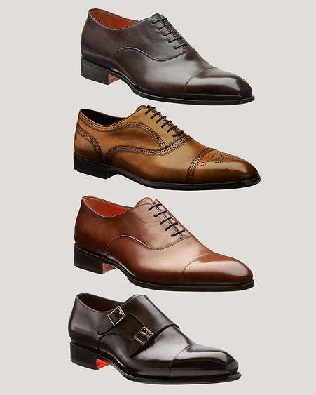 Quatre paires de chaussures sont présentées dans des couleurs différentes