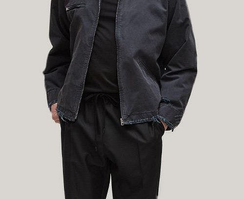 male model in mm6 bomber jacket