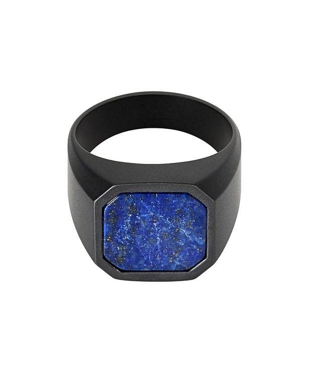 Chevalière en céramique à détail en lapis-lazuli picture 1