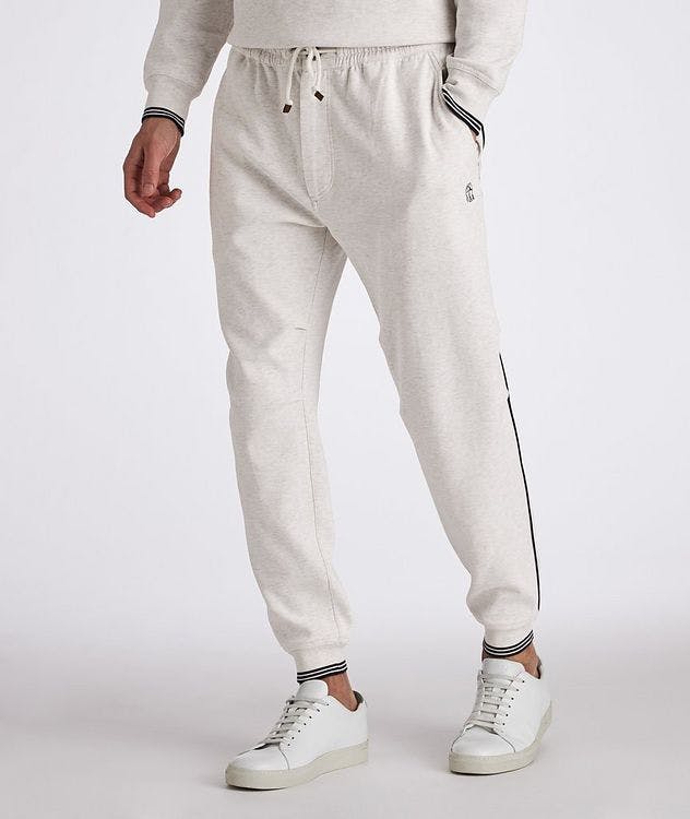 Cotton-Blend Pleated Drawstring Joggers picture 2