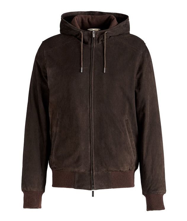 Hooded Suede & Cashmere Bomber Jacket picture 1