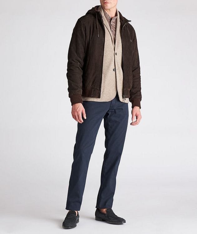 Hooded Suede & Cashmere Bomber Jacket picture 6