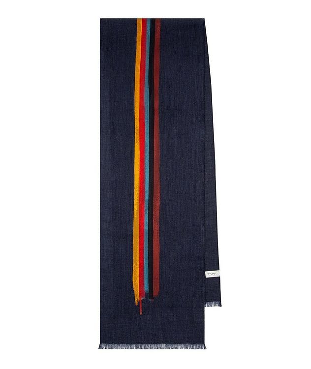 Painted Stripe Wool-Silk Scarf picture 1