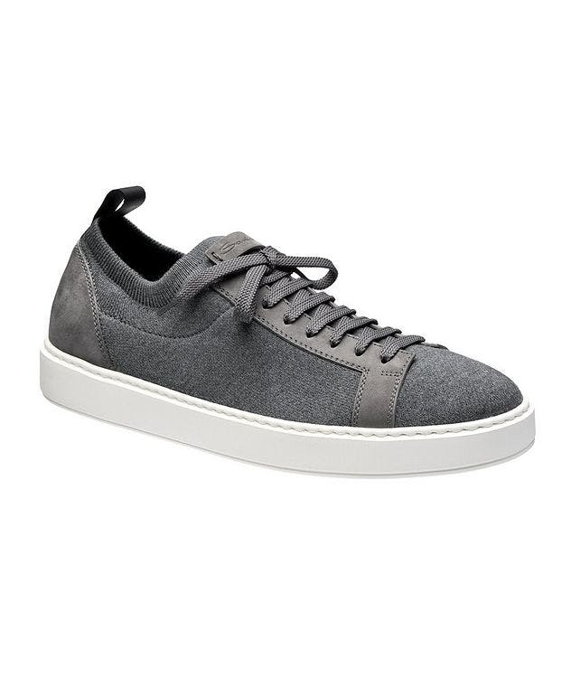 Nubuck and Stretch Knit Grey Sneaker picture 1