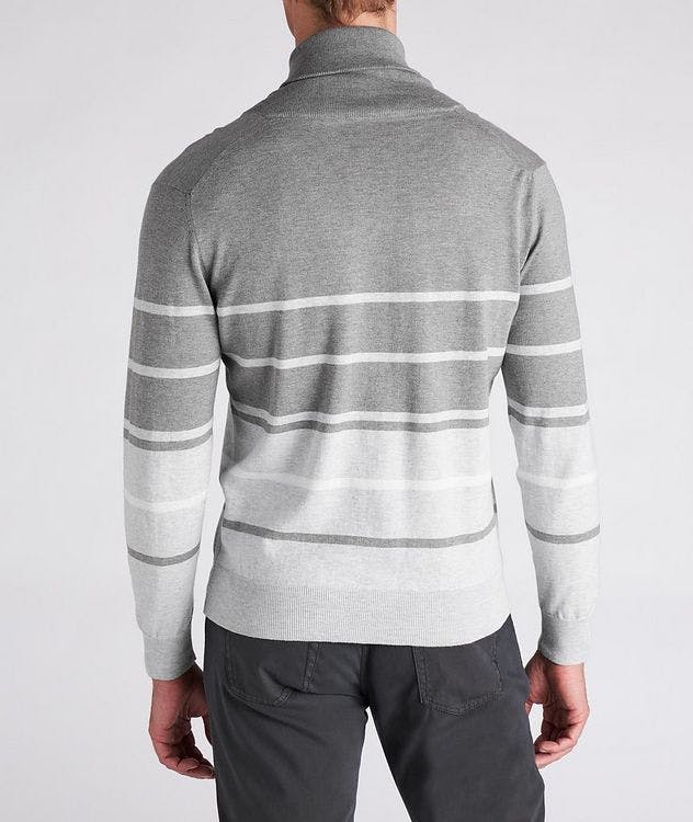 Striped Cotton Shawl Neck Sweater picture 3