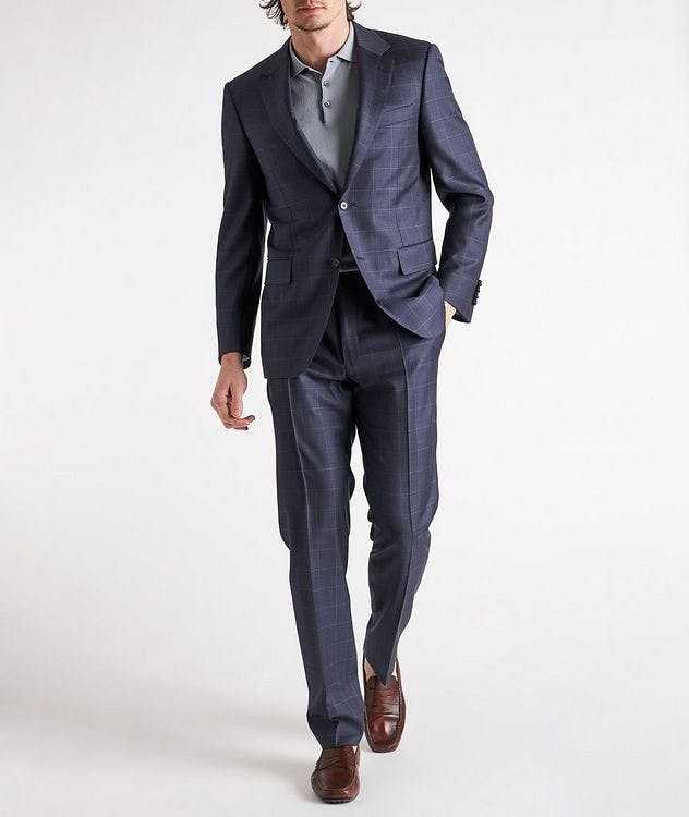 Contemporary Fit Windowpane Wool Suit  picture 3
