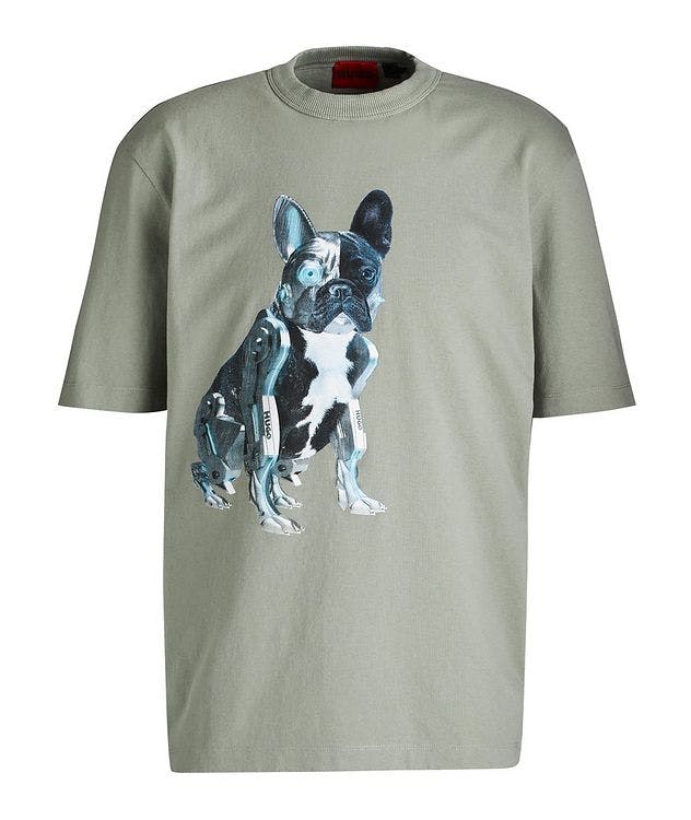 Bulldog Graphic Print Stretch-Cotton T-Shirt picture 1