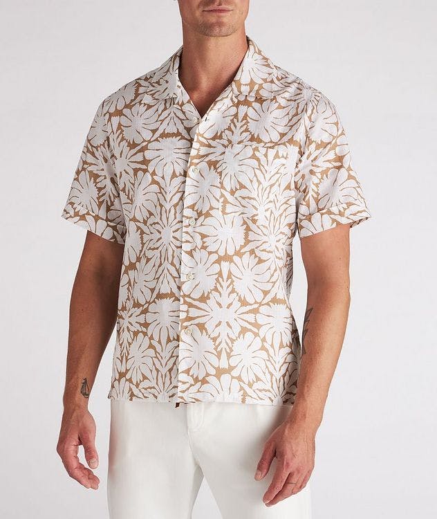 Floral Print Linen-Cotton Camp Collar Shirt picture 2