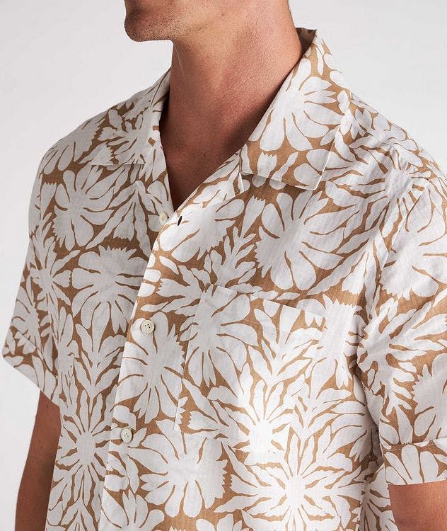 Floral Print Linen-Cotton Camp Collar Shirt picture 4