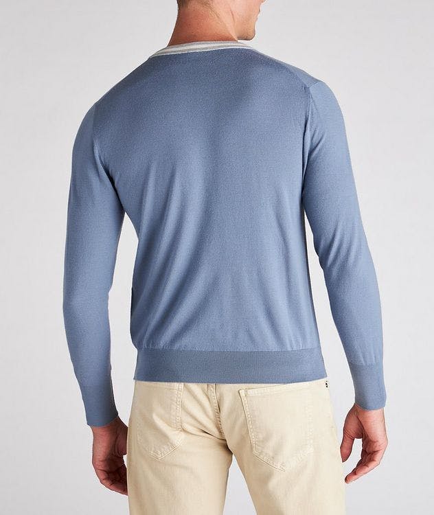 Contrast Crew Neck Wool Sweater picture 3