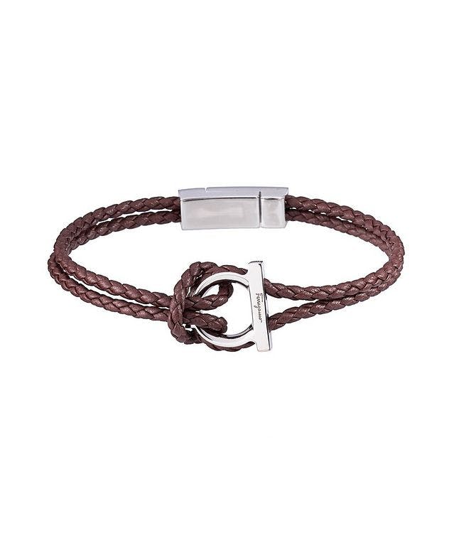 Gancini Braided Leather Bracelet picture 1
