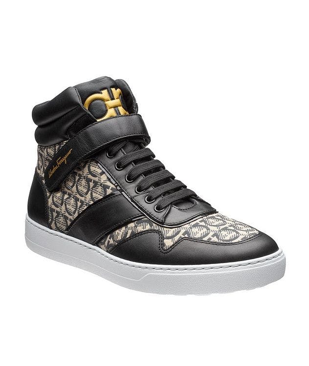Leather Gancini Print High-Top Sneaker picture 1