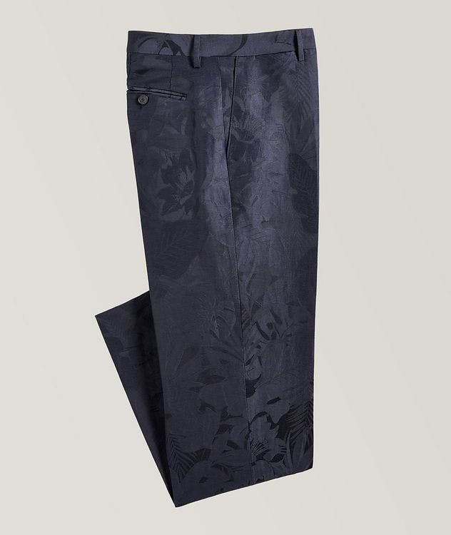 Linen-Silk Blend Paisley Dress Pants picture 1