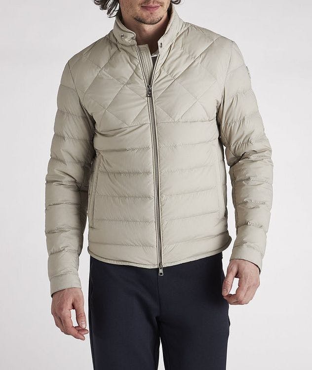 Stretch-Nylon Quilted Down Biker Jacket picture 3