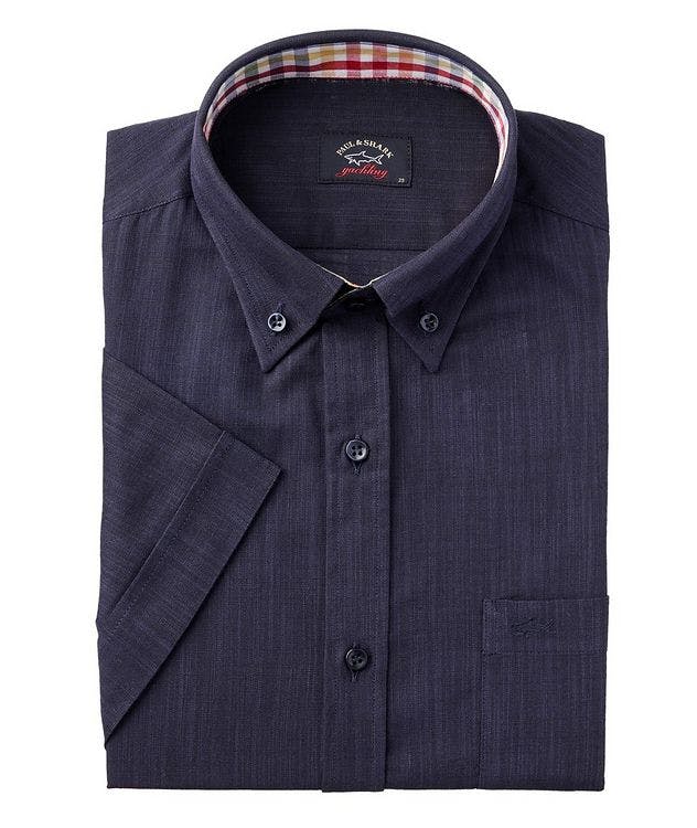 Short-Sleeve Linen-Cotton Blend Sport Shirt picture 1