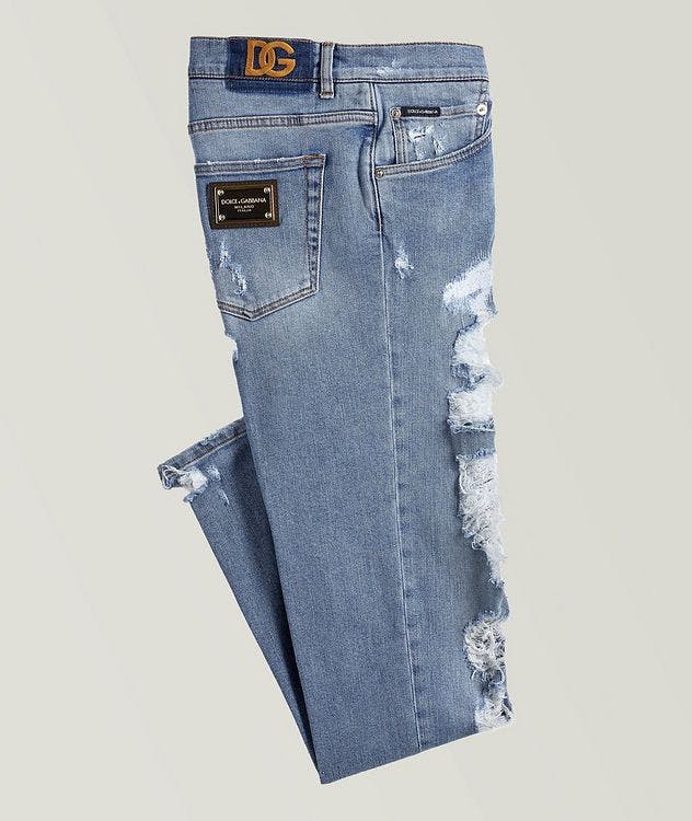 Slim-Fit Stretch-Cotton Distressed Jeans picture 1