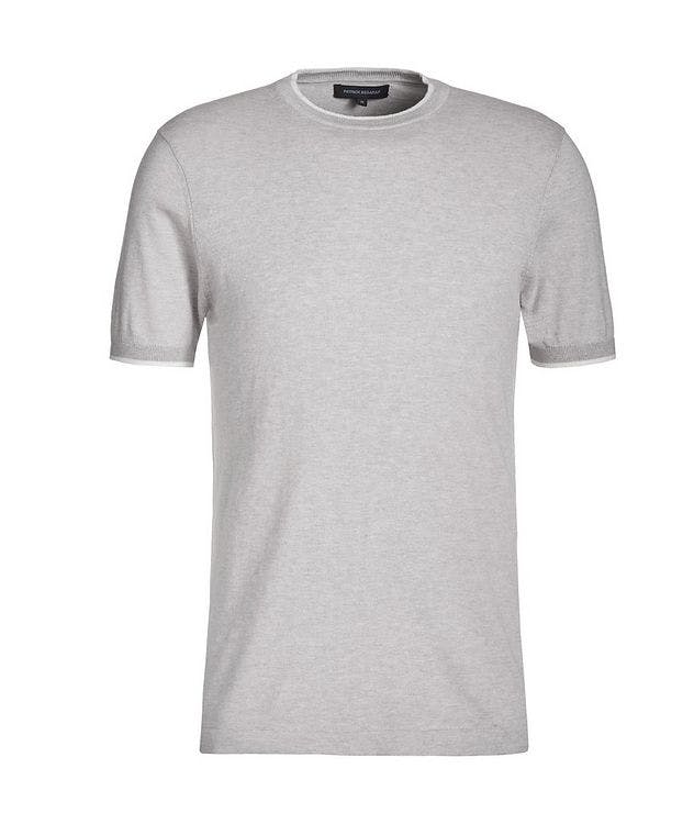 Cotton-Blend Rib Tip Crew Neck T-Shirt picture 1