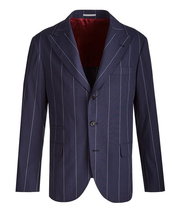 Contemporary Fit Pinstriped Stretch-Cotton Sports Jacket picture 1