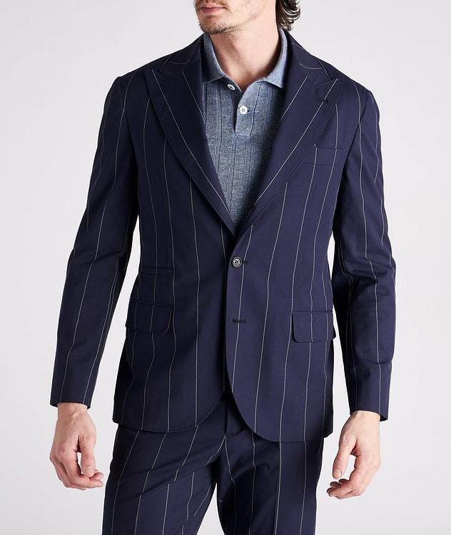 Contemporary Fit Pinstriped Stretch-Cotton Sports Jacket picture 2