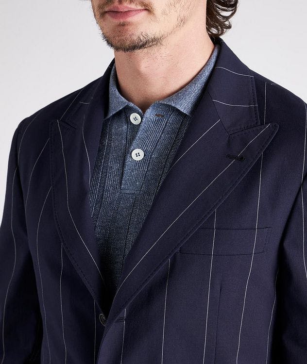Contemporary Fit Pinstriped Stretch-Cotton Sports Jacket picture 4