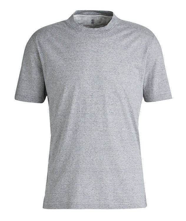 T-shirt en mélange de coton et lin à rayures picture 1