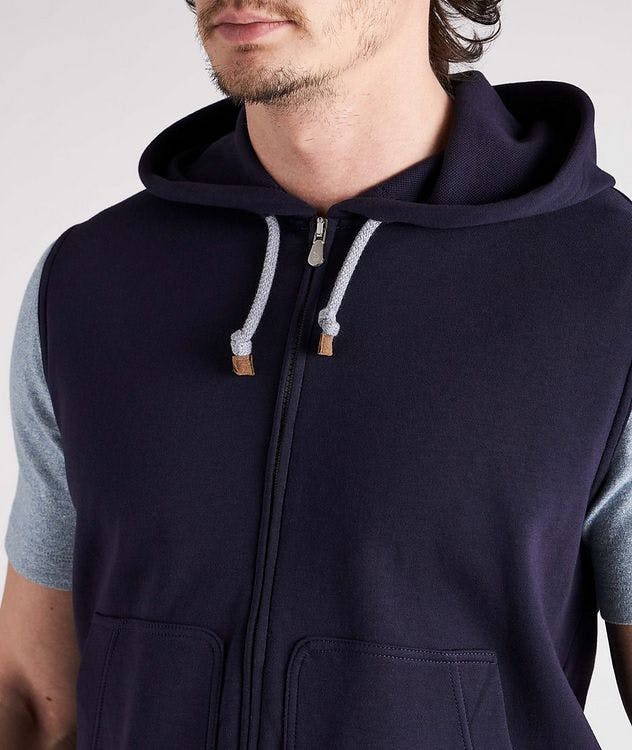 Sleeveless Stretch-Cotton Hoodie picture 4