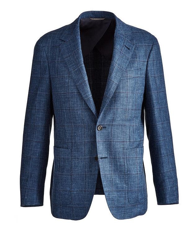 Plaid Wool, Silk & Linen Blend Sports Jacket picture 1