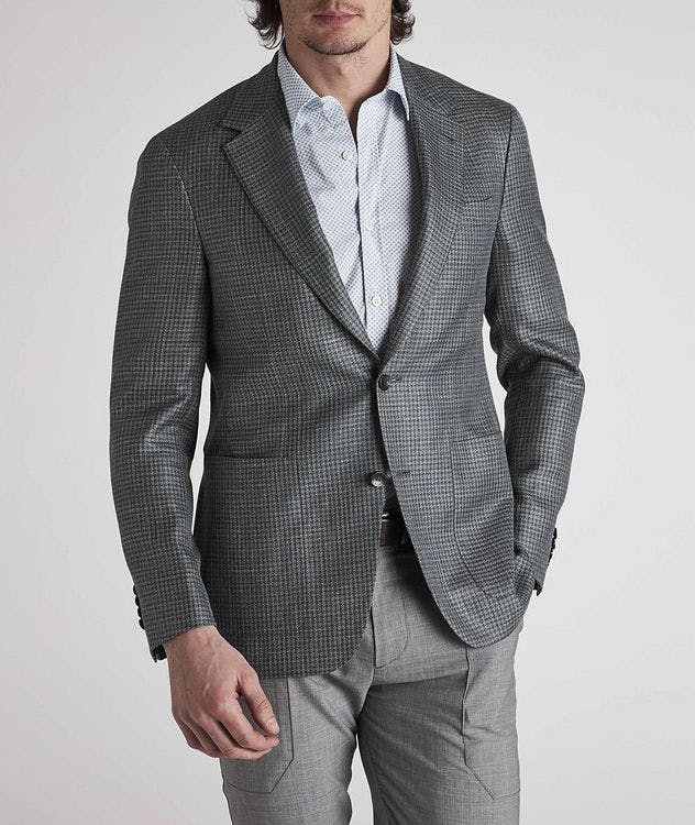 Houndstooth Wool, Silk & Linen Sports Jacket picture 3