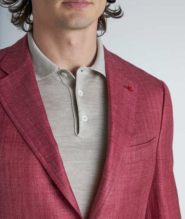 Mélange Crosshatch Wool, Silk& Linen Sports Jacket   picture 4