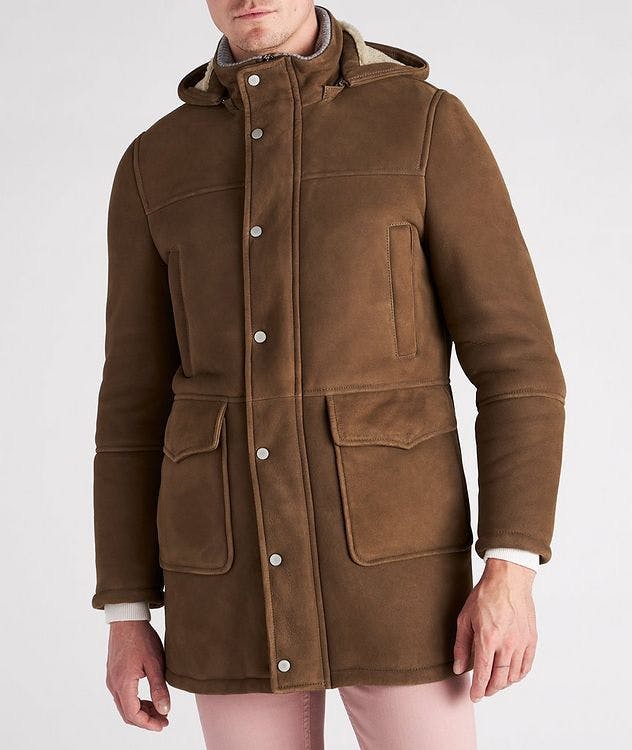 Hooded Suede Shearling Parka picture 2