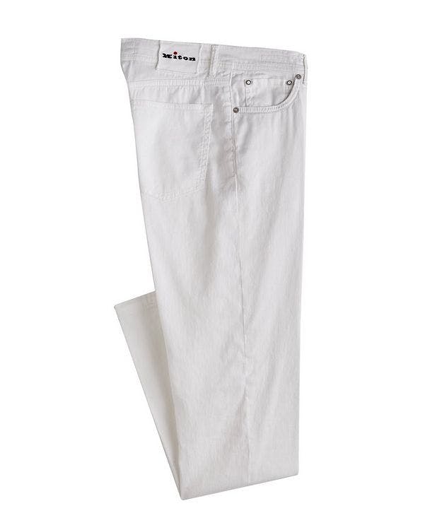Slim Fit Stretch Linen-Cotton Blend Jeans picture 1