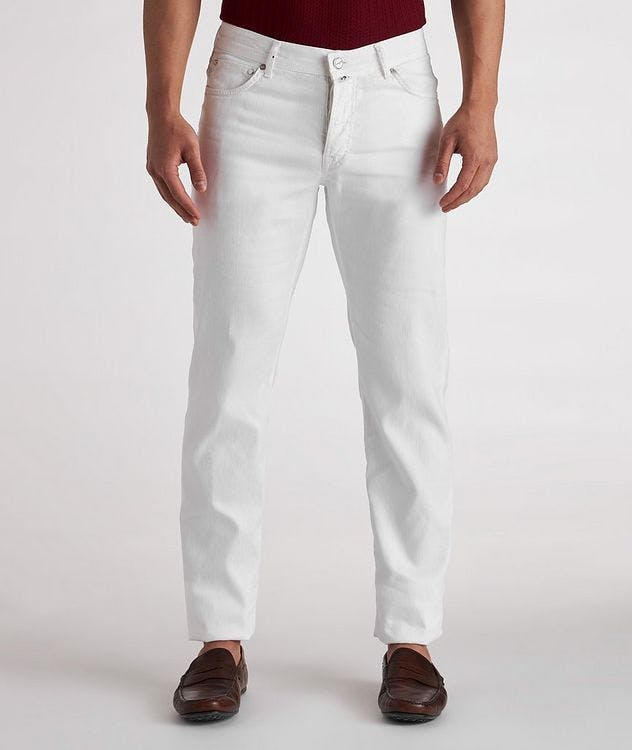 Slim Fit Stretch Linen-Cotton Blend Jeans picture 3