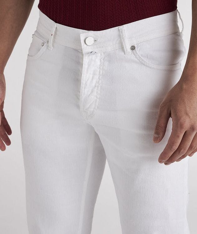 Slim Fit Stretch Linen-Cotton Blend Jeans picture 5