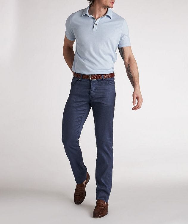 Slim Fit Stretch Linen-Cotton Blend Jeans picture 6