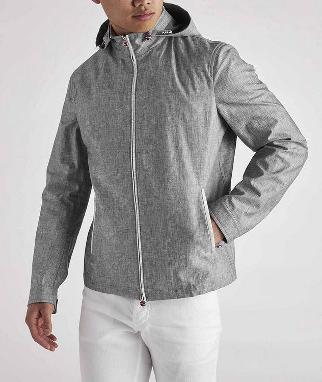 Hooded Waxed Linen Bomber Jacket picture 3