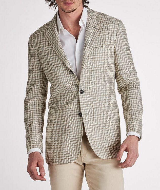 Contemporary Fit Houndstooth Linen, Cashmere, & Wool Sports Jacket picture 2
