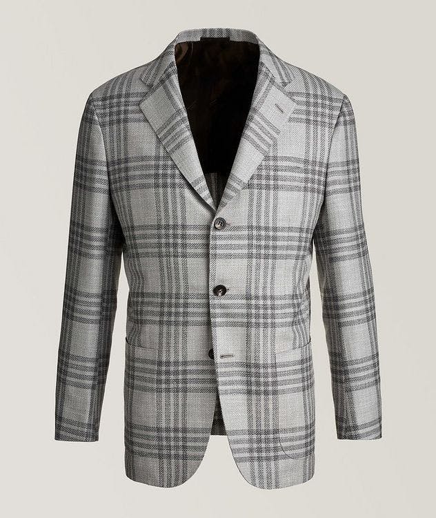 Contemporary Fit Checked Cashmere, Wool, Linen & Silk Sports Jacket picture 1