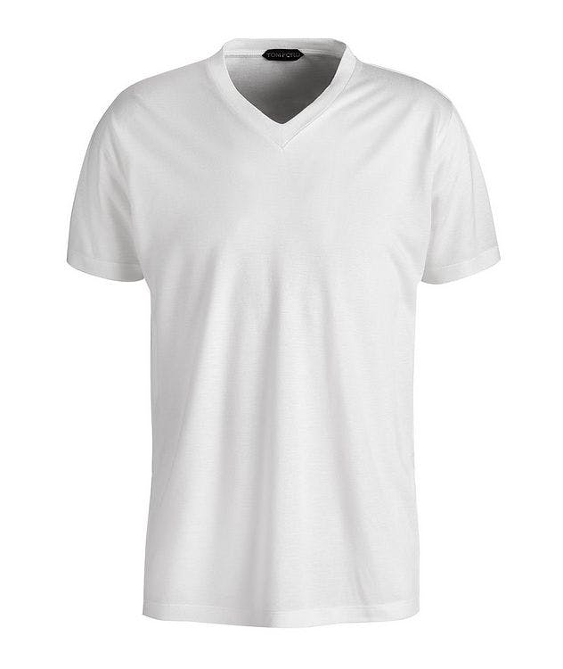 Viscose-Blend Slub V-Neck T-Shirt picture 1