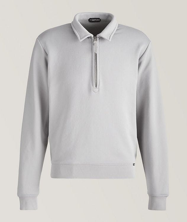 Long-Sleeve Half-Zip Cotton-Blend Polo picture 1