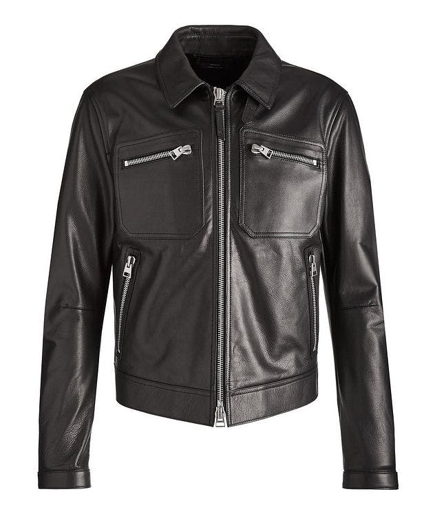 Zip Pocket Leather Blouson Jacket picture 1