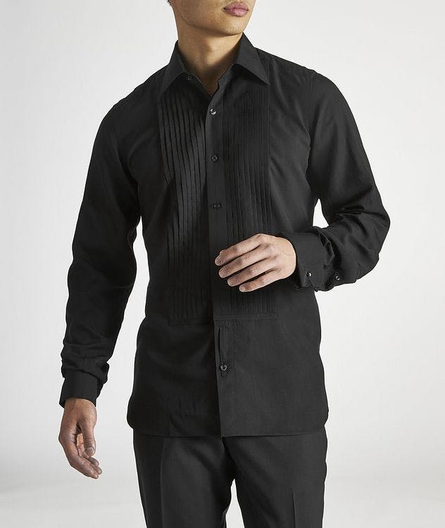 Slim-Fit Front Pleated Cotton Evening Shirt picture 3