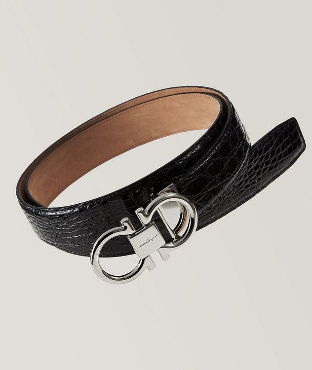 Double Gancini Leather Belt picture 1