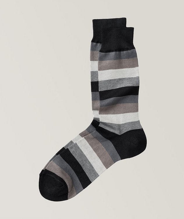 Cotton-Blend Gradient Stripe Dress Socks picture 1