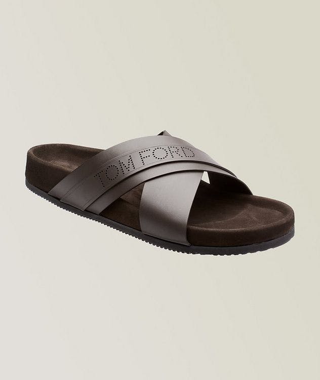 Criss-Cross Leather Slides picture 1