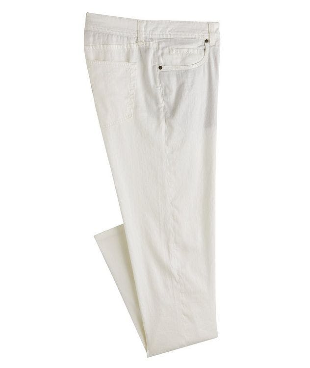 Pantalon en mélange de lin et coton à cinq poches picture 1
