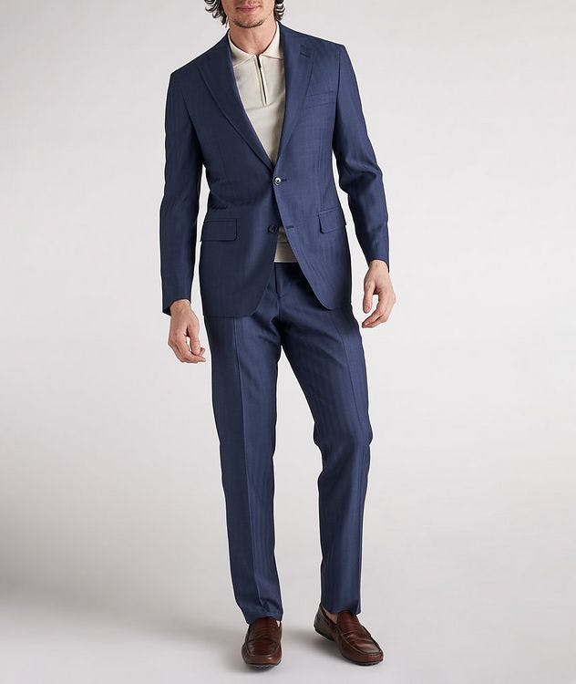 Slim Fit Pinstripes Silk & Linen Blend Suits picture 3