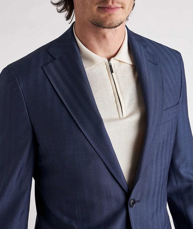 Slim Fit Pinstripes Silk & Linen Blend Suits picture 5