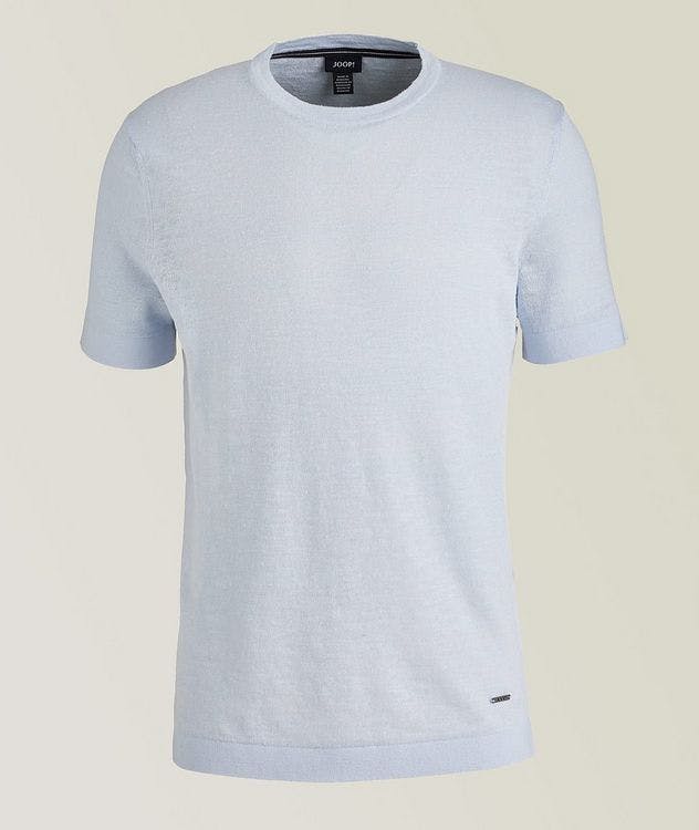 Linen-Cotton Blend Knit Crew Neck T-Shirt picture 1