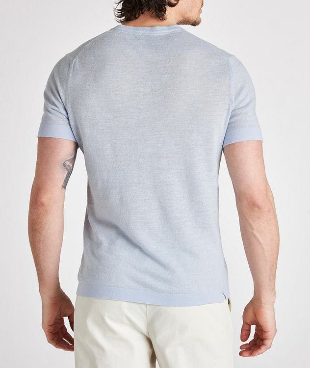 Linen-Cotton Blend Knit Crew Neck T-Shirt picture 3